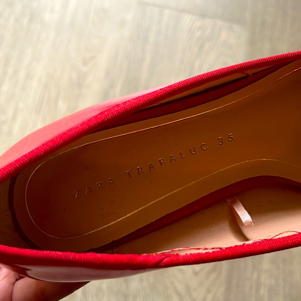 {ZARA}Red patent leather ballet shoes EU size 35/CH 225 - Picture 4 of 6